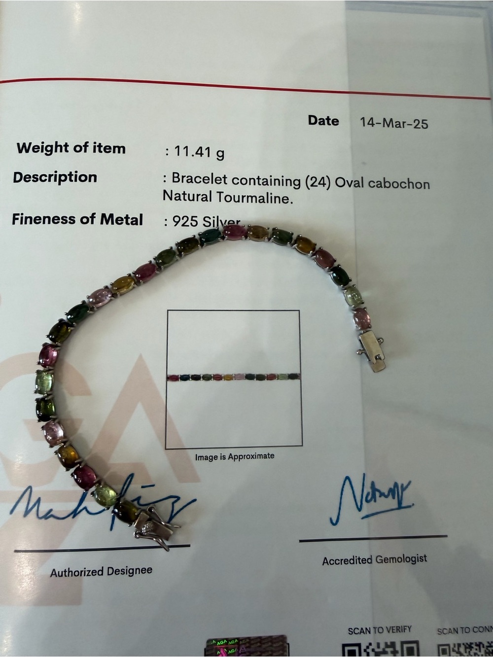Authentic natural tourmaline bracelet in S925 settings